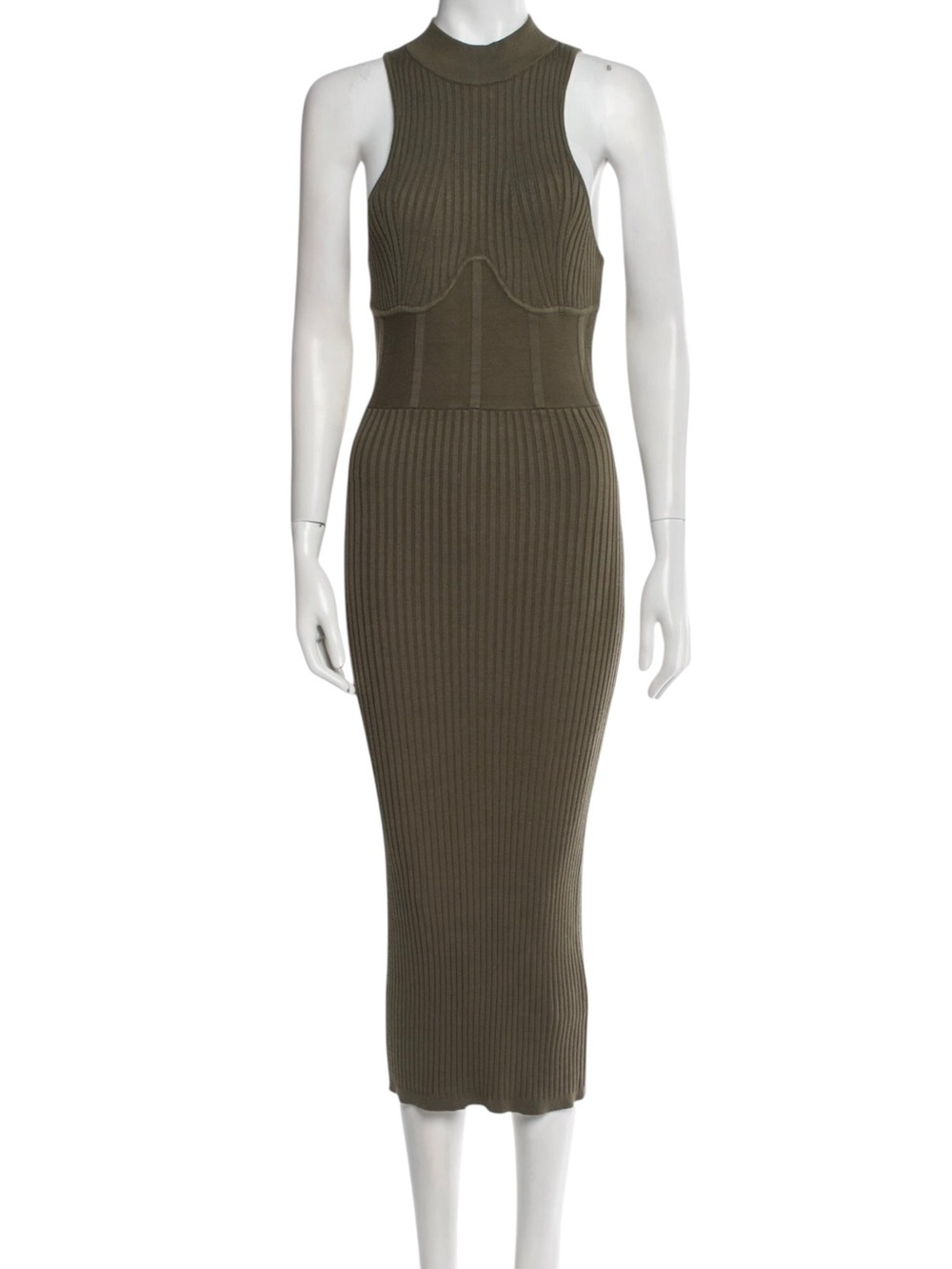 ^NWT Andrea Iyamah Nesi Ribbed Knit Sleeveless Halterneck Bodycon Midi Dress